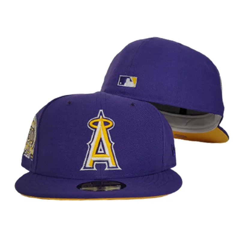New Era Los Angeles Angels fitted hat purple, yellow colorway - Angels 50th Anniversary Fitted: New Era Celebrates Franchise Milestones in Purple and Yellow