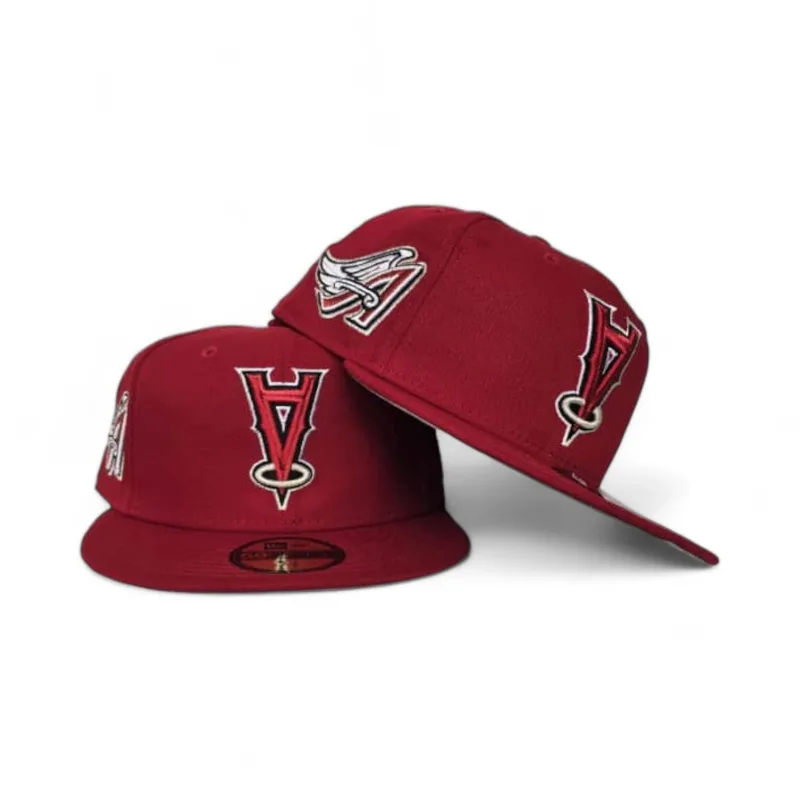 New Era Los Angeles Angels fitted hat gray, red colorway - Angels Drop Fire Fitted with Upside Down Logo Twist