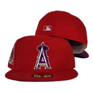 New Era Los Angeles Angels fitted hat red, purple colorway - Angels 50th Anniversary Fitted: New Era’s Red and Purple Tribute to Five Decades of Halos History