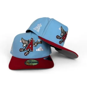 New Era Los Angeles Dodgers fitted hat gray, red, blue, green, olive colorway - New Era Drops Colorful Angels Fitted with Cartoon Pack Vibes