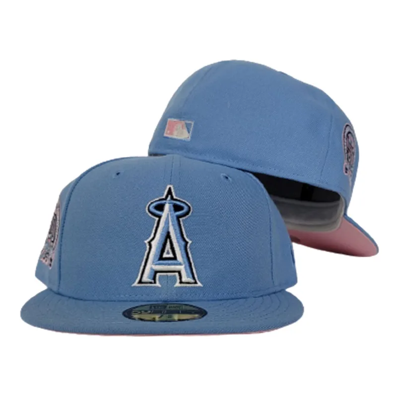 New Era Los Angeles Angels fitted hat blue, pink colorway - Angels 50th Anniversary Fitted: New Era Celebrates Five Decades of Halo History