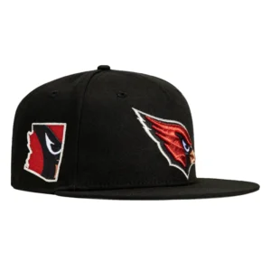 New Era St. Louis Cardinals fitted hat Black, Red, Metallic Copper, Metallic Silver colorway - New Era Drops Arizona Cardinals State Logo Fitted with Premium Metallic Accents