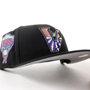 New Era Arizona Diamondbacks fitted hat Black Gray Under Brim colorway - Arizona Diamondbacks 1998 Inaugural Season New Era 59Fifty Fitted Hat (Black Gray Under Brim)