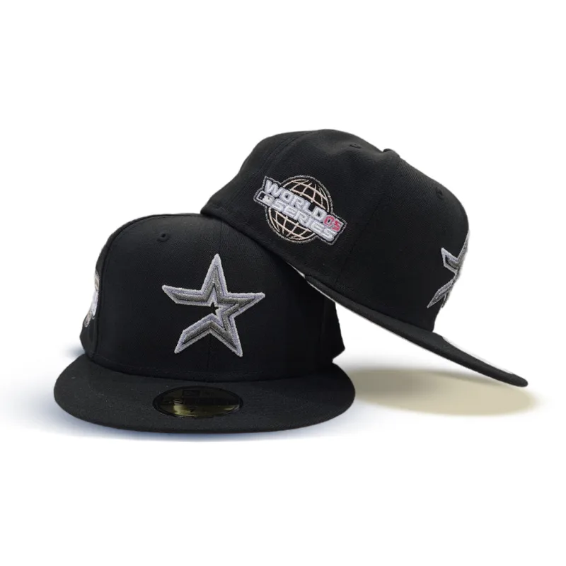 New Era Houston Astros fitted hat black colorway - 2005 World Series Fitted: New Era’s Black Astros Championship Tribute with Blush Bottom