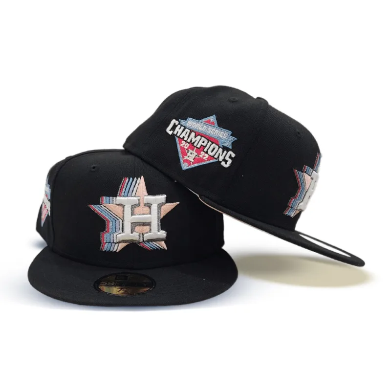 New Era Houston Astros fitted hat black colorway - 2022 World Series Champions Fitted: New Era Drops Astros Championship Tribute with Blush Bottom