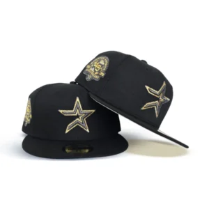 New Era Houston Astros fitted hat black, gray, gold colorway - 45th Anniversary Fitted: New Era Drops Black Astros Gold Logo Tribute