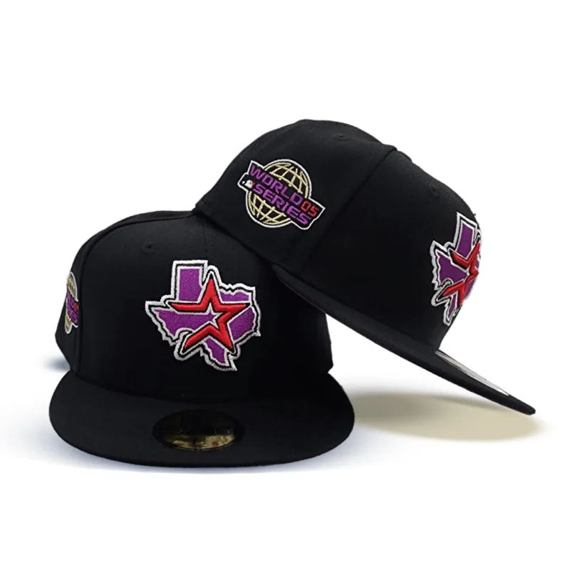 New Era Houston Astros fitted hat black, purple colorway - 2005 World Series Fitted: New Era’s Black and Purple Astros Championship Tribute