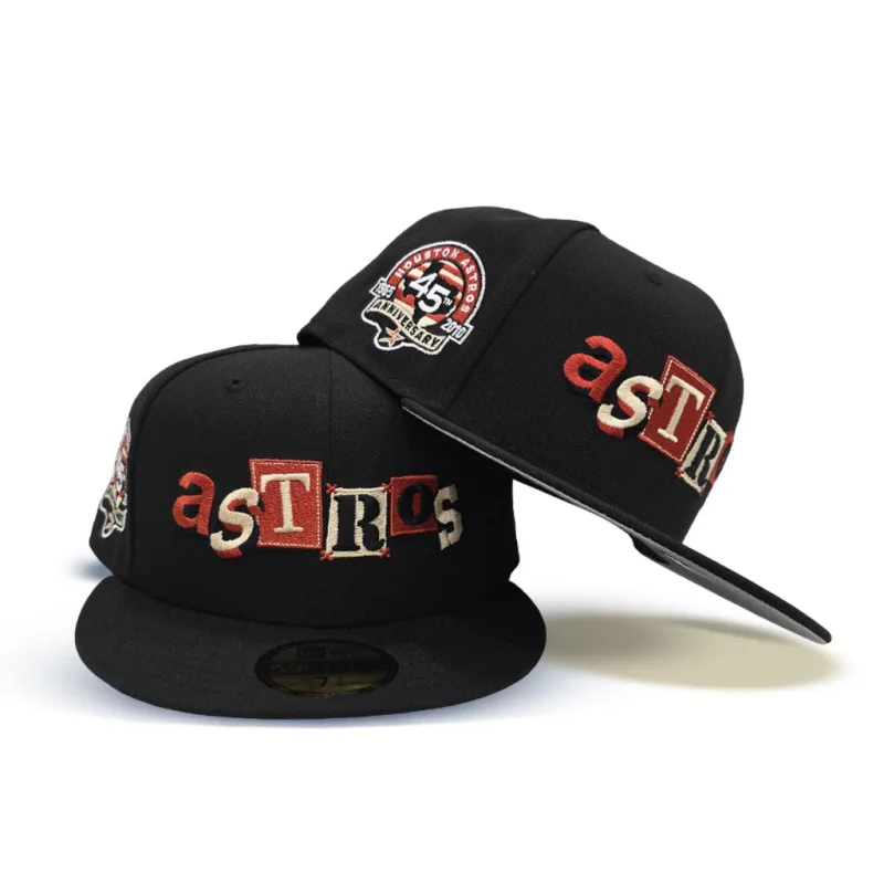 New Era Houston Astros fitted hat black, gray colorway - 45th Anniversary Fitted: New Era Honors Astros Milestone with Special Side Patch