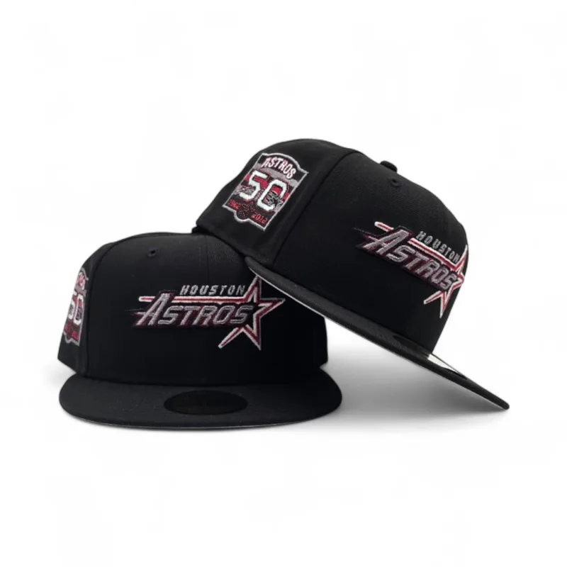 New Era Houston Astros fitted hat black, gray colorway - Astros Anniversary Fitted: New Era Drops 50th Anniversary Side Patch Tribute