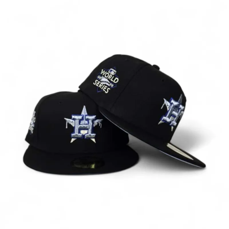 New Era Houston Astros fitted hat black, blue colorway - 2022 World Series Fitted: New Era’s Icy Blue Astros Championship Tribute