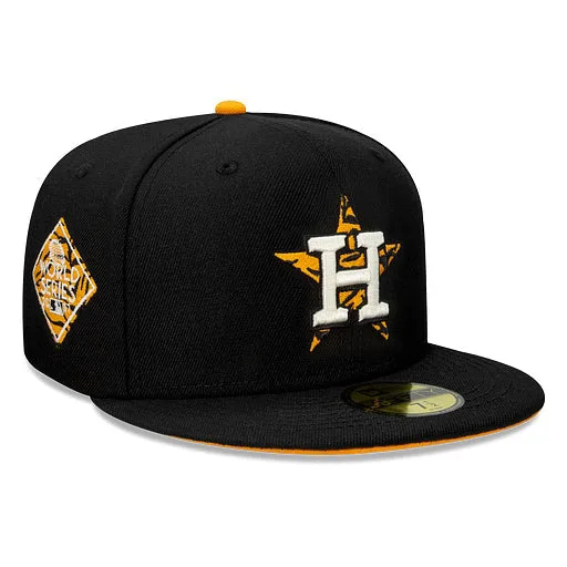 New Era Houston Astros fitted hat black, orange colorway - 2017 World Series Fitted: New Era’s Black Houston Astros Championship Tribute