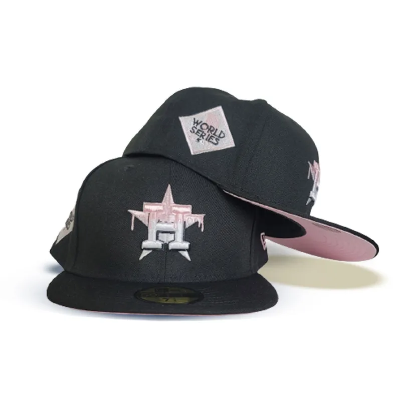 New Era Houston Astros fitted hat black, pink colorway - 2017 World Series Fitted: New Era’s Paint Drip Design Celebrates Historic Astros Championship