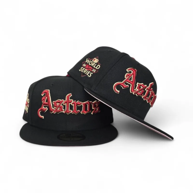 New Era Houston Astros fitted hat black, pink colorway - 2022 World Series Fitted: New Era’s Black and Pink Astros Championship Drop