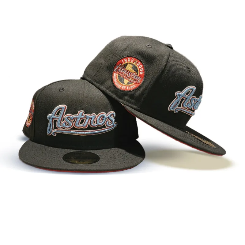 New Era Houston Astros fitted hat black, red colorway - New Era Drops Sleek Astros Fitted with 45th Anniversary Side Patch