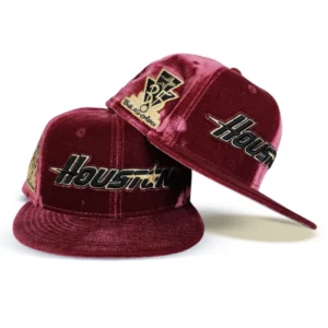 New Era Houston Astros fitted hat gray, red colorway - Houston Astros Brick Red Velvet Fitted Brings Premium Texture to Your Collection