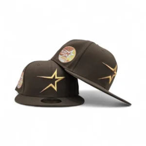 New Era Houston Astros fitted hat gray, brown colorway - Astros Fitted Gets Premium Treatment with 35 Great Years Side Patch