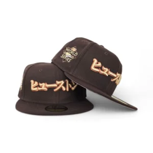 New Era Houston Astros fitted hat navy, white, pink, brown colorway - 2022 World Series Champions Fitted: New Era’s Brown Astros Kanji Pink Bottom Celebrates Historic Victory