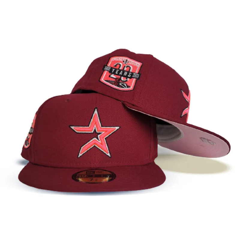 New Era Houston Astros fitted hat pink, burgundy colorway - 20th Anniversary Fitted: New Era Drops Burgundy Pink Bottom Astros Tribute