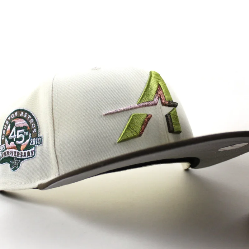 New Era Houston Astros fitted hat Chrome White Walnut Gray Under Brim colorway - 45th Anniversary Fitted: New Era Celebrates Houston Astros Milestone with Chrome White 59FIFTY