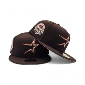 New Era Houston Astros fitted hat pink, brown colorway - 45th Anniversary Fitted: New Era’s Wild Cow Print Astros Drop Celebrates Houston History