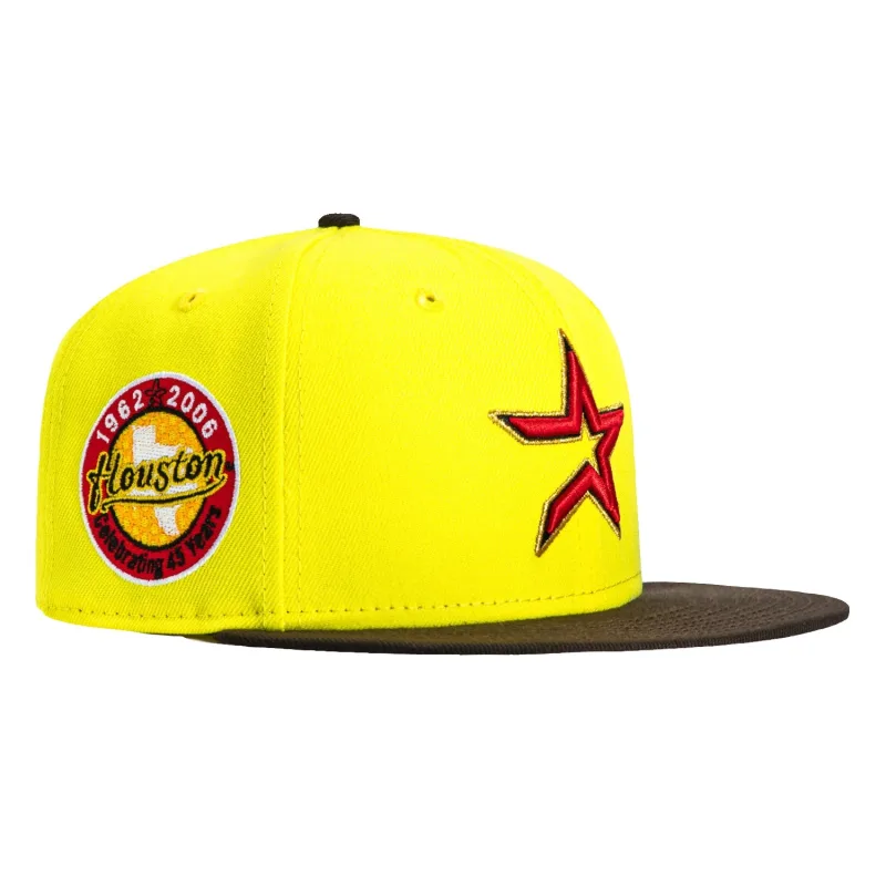New Era Houston Astros fitted hat Gold, Brown colorway - New Era Drops Fire Astros Fitted with Special 45 Years Patch