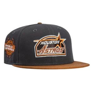New Era Houston Astros fitted hat Graphite, Brown colorway - 2005 World Series Fitted: New Era’s Sepia Astros Drop Honors Heartbreaking Championship Run
