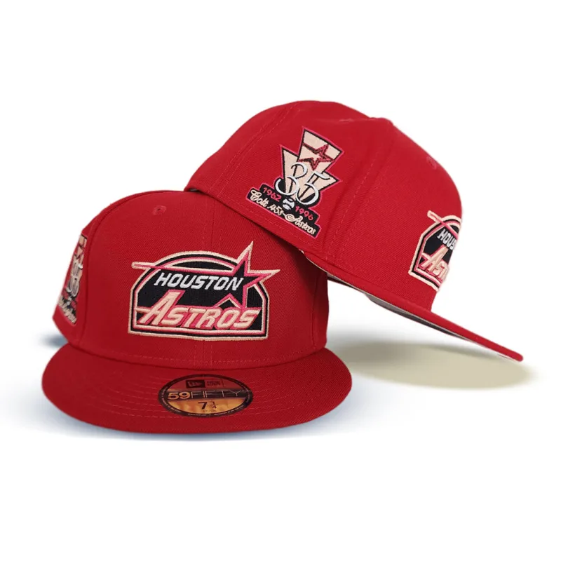 New Era Houston Astros fitted hat gray, red colorway - Astros Drop Clean Gray and Red Fitted Celebrating 35 Years