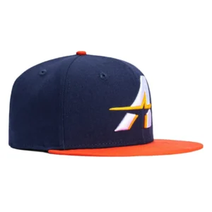 New Era Houston Astros fitted hat Light Navy, Orange colorway - Hat Club Drops Clean Astros City Connect Fitted in Light Navy and Orange