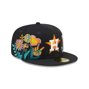 New Era Houston Astros fitted hat navy, blue colorway - 2017 World Series Fitted: New Era’s Navy Astros Championship Hat with Groovy Patch