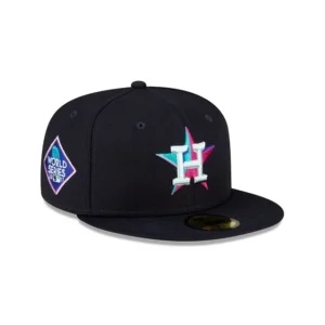 New Era Houston Astros fitted hat navy, blue, pink colorway - 2017 World Series Fitted: New Era’s Navy Astros Championship Cap with Fusion Pink Bottom