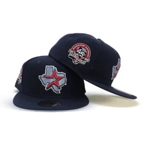 New Era Houston Astros fitted hat navy, gray, blue colorway - 45th Anniversary Fitted: New Era Honors Astros Milestone with Navy Blue 59FIFTY
