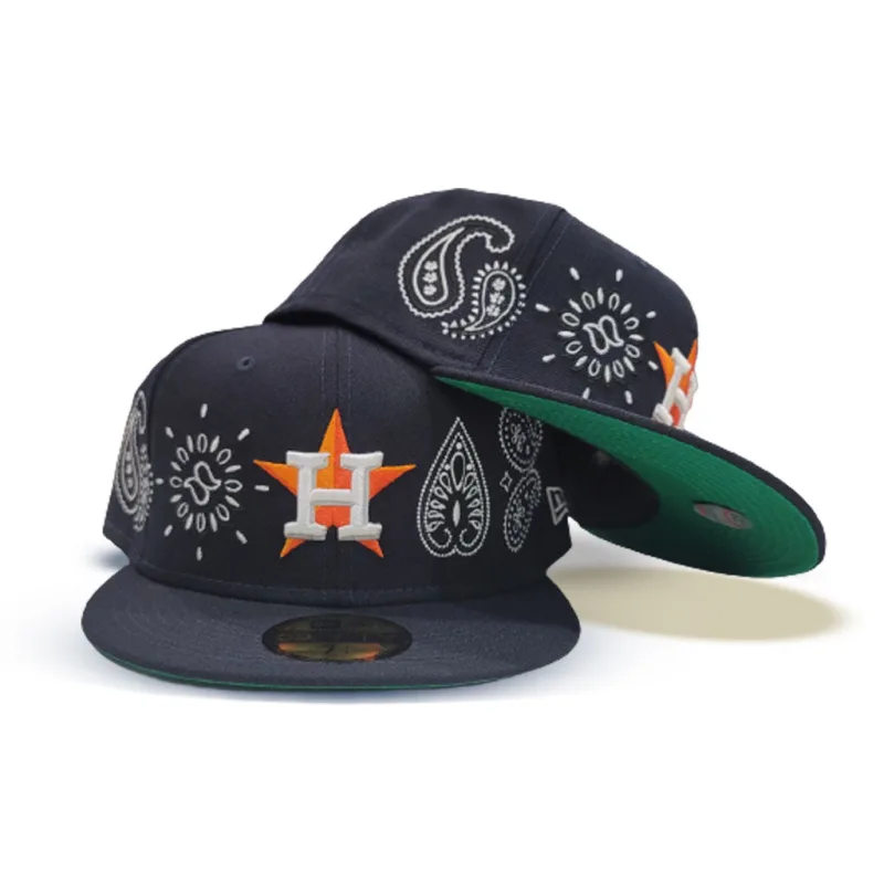 New Era Houston Astros fitted hat navy, blue, green colorway - Astros Fitted Gets Paisley Treatment in Navy and Green Colorway