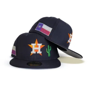 New Era Philadelphia Phillies fitted hat navy, grey, red, blue colorway - New Era Drops Navy Blue Astros Fitted with Houston Flag Side Patch