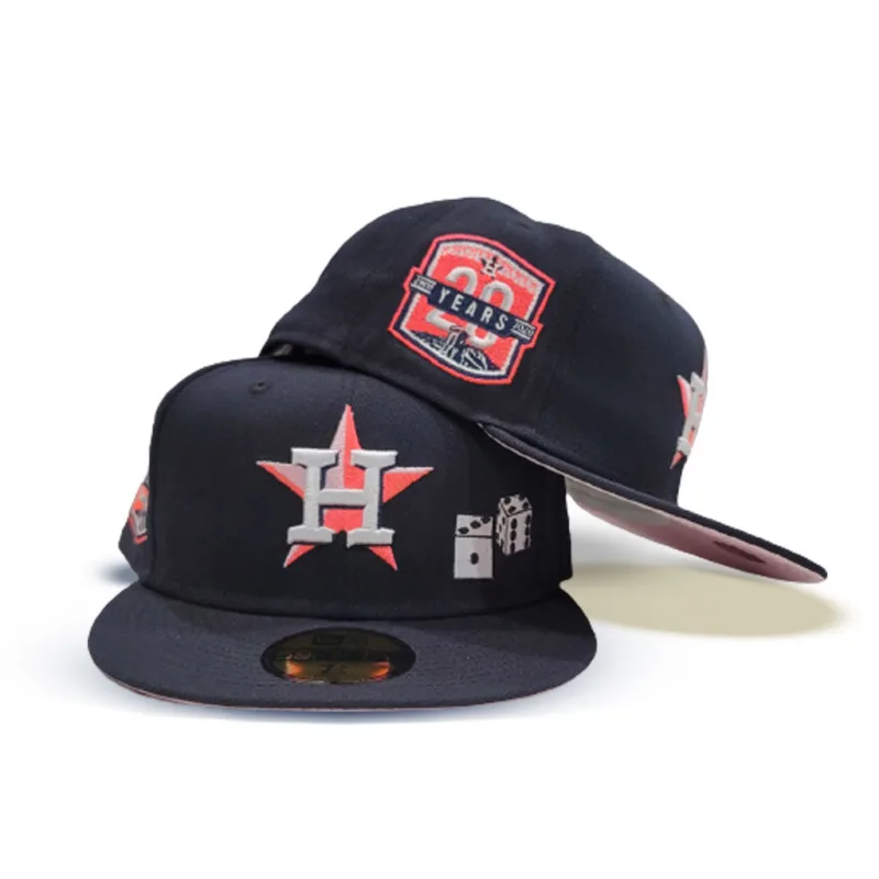 New Era Houston Astros fitted hat navy, blue, pink colorway - Astros Anniversary Fitted: New Era Honors Houston’s Historic Milestones with Pink Bottom 59FIFTY