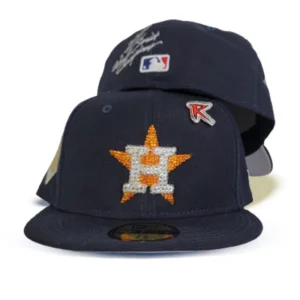 New Era Houston Astros fitted hat navy, blue colorway - 2017 Champions Fitted: Swarovski Crystal Astros World Series New Era Drop