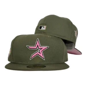 New Era Houston Astros fitted hat green, pink, olive colorway - 2005 World Series Fitted: New Era’s Olive Green Astros Tribute to Houston’s Historic Run