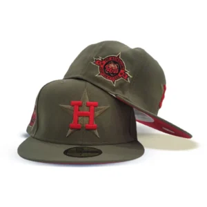 New Era Houston Astros fitted hat red, green, olive colorway - Astros Fitted Gets Retro Treatment with 1986 Astrodome Patch
