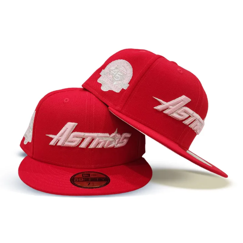 New Era Houston Astros fitted hat black, red, pink colorway - 45th Anniversary Fitted: New Era Honors Astros History with Pink Bottom Tribute