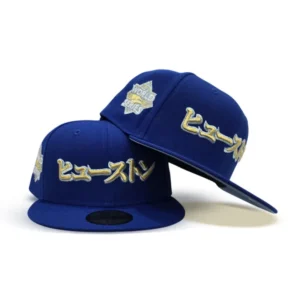 New Era Houston Astros fitted hat blue, royal colorway - 2022 World Series Champions Fitted: New Era’s Royal Blue Astros Kanji Tribute