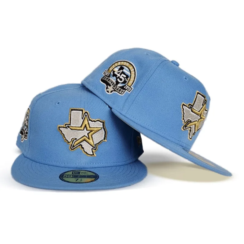 New Era Houston Astros fitted hat gray, blue colorway - 45th Anniversary Fitted: New Era Drops Sky Blue Astros Commemorative Cap