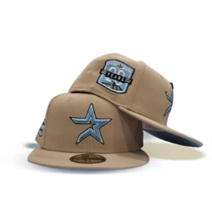 New Era Houston Astros fitted hat blue, tan colorway - Anniversary Celebration Fitted: New Era Honors Astros History with Tan and Icy Blue 59FIFTY