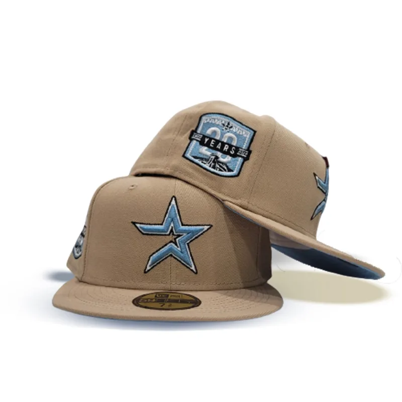 New Era Houston Astros fitted hat blue, tan colorway - Anniversary Celebration Fitted: New Era Honors Astros History with Tan and Icy Blue 59FIFTY