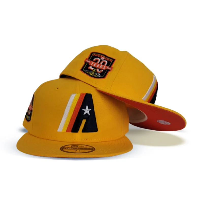 New Era Houston Astros fitted hat orange, yellow colorway - Astros Anniversary Fitted: New Era Honors Houston’s Historic Milestone with Yellow and Orange 59FIFTY