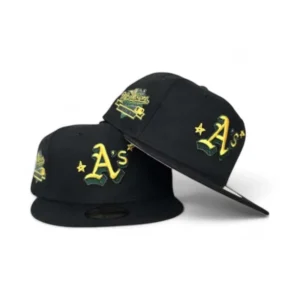 New Era Oakland Athletics fitted hat black, gray colorway - 1989 World Series Fitted: New Era’s Earthquake Series Oakland Athletics Championship Tribute