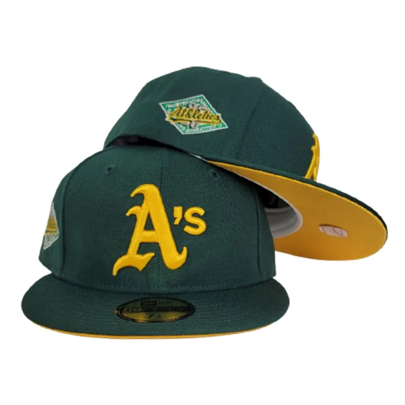 New Era Oakland Athletics fitted hat green, yellow colorway - Golden State Legacy Fitted: New Era’s Dark Green A’s 25th Anniversary Tribute
