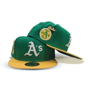 New Era Oakland Athletics fitted hat navy, blue, green colorway - 1973 World Series Fitted: New Era’s Green Bottom A’s Championship Tribute