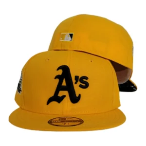 New Era Oakland Athletics fitted hat yellow colorway - 1989 World Series Fitted: New Era Drops Yellow A’s Championship Tribute with Paisley Bottom