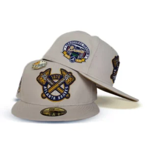 New Era Atlanta Braves fitted hat white, tan, cream colorway - New Era Drops Clean Atlanta Braves Fitted from White Castle Collection