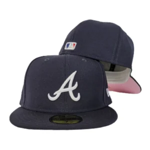 New Era Atlanta Braves fitted hat navy, blue, pink colorway - New Era Drops Clean Braves Fitted with Pink Undervisor Pop