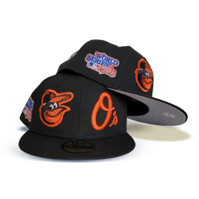 New Era Baltimore Orioles fitted hat black, grey colorway - New Era Drops Clean Baltimore Orioles Fitted with Team Patch Pride